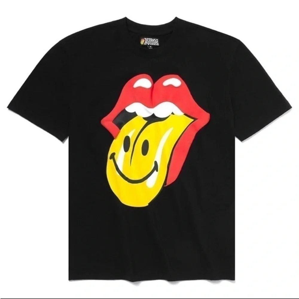 Market x Smiley x The Rolling Stones Unisex T-Shirt Black S Streetwear Concert